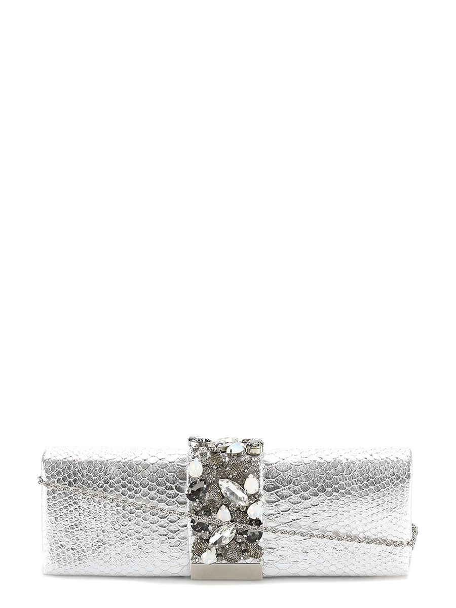 TWENTYFOURHAITCH POCHETTE CLUTCH CON FIBBIA GIOIELLO Donna Argento