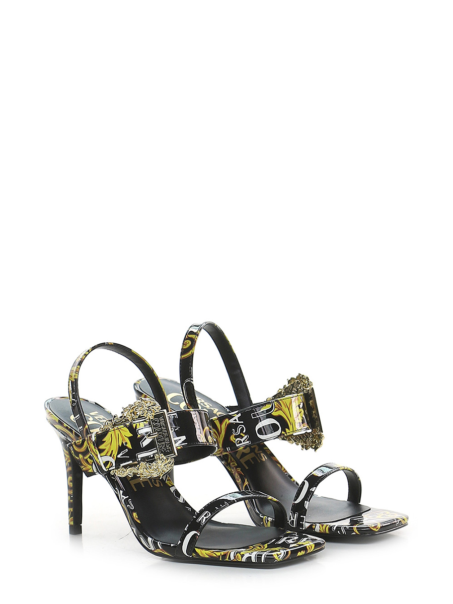 White 'Fiona' heeled sandals Versace Jeans Couture - GenesinlifeShops AE -  Black leather sequinned sandals from featuring a low heel