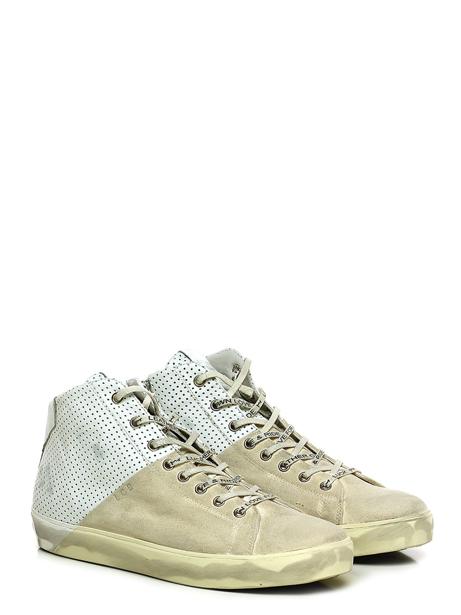 Sneaker Whie/beige Leather Crown - Le Follie Shop