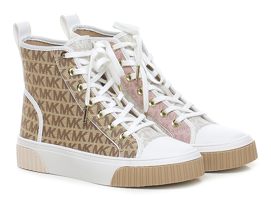 Michael Kors Allie Leather And Canvas Sneaker in Green  Lyst