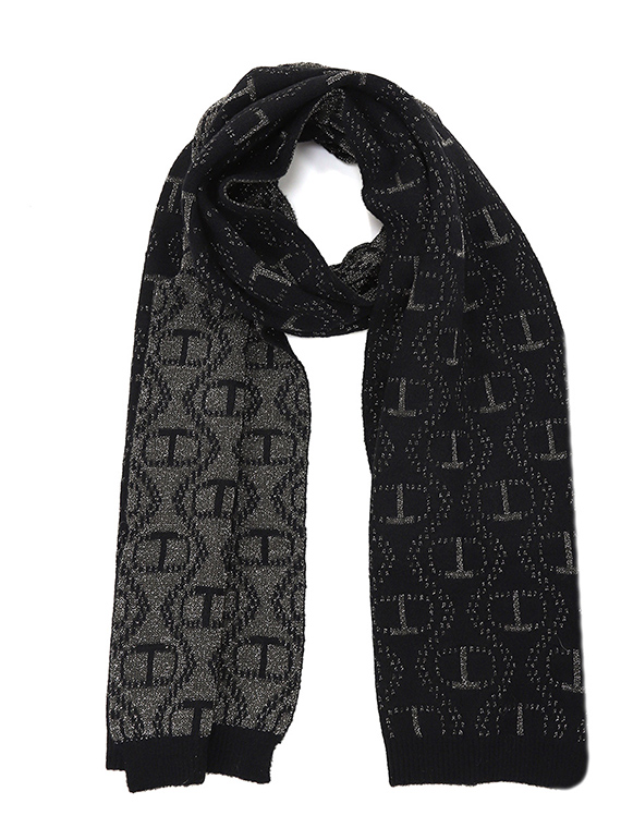 Twinset women's stole with all-over logo pattern Black
